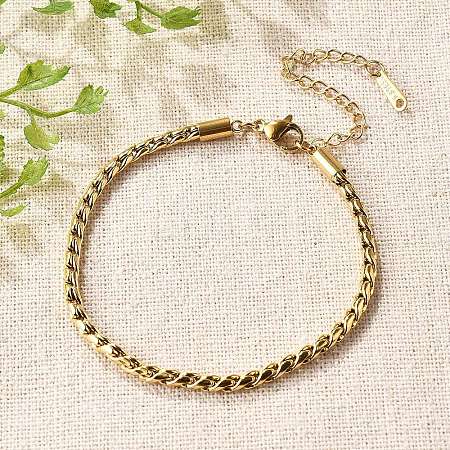 304 Stainless Steel Rope Chain Bracelets for Women BJEW-Q051-04G-1