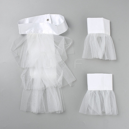 Polyester Detachable Tulle Ruffle Collar & Sleeves Set DIY-WH0683-24-1