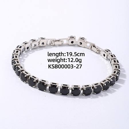 Hip-hop Brass Micro Cubic Zirconia Link Chain Bracelets for Men and Women FX8797-27-1