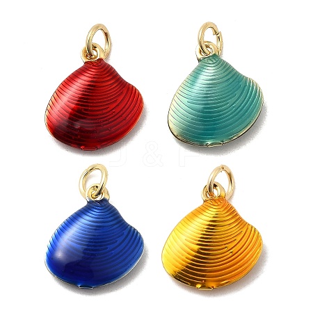 Brass Enamel Shell Charms KK-A268-08G-1
