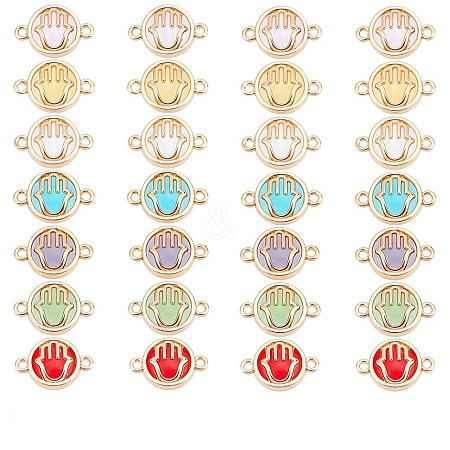 32Pcs 7 colors Glass Connector Charms GLAA-AR0001-29-1