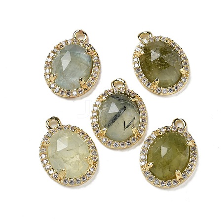 Natural Prehnite Faceted Oval Pendants G-I375-02G-04-1