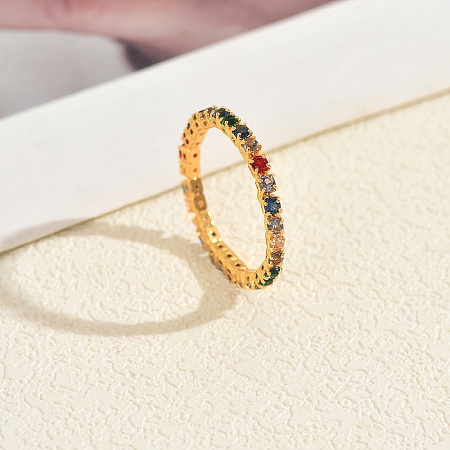 Brass Micro Pave Cubic Zirconia Finger Rings for Women HG4914-4-1