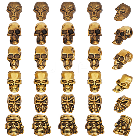 30Pcs 6 Styles Tibetan Style Alloy European Beads MPDL-PH0001-18AG-1
