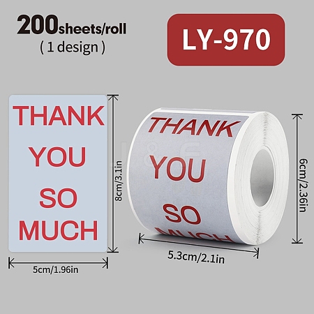 200Pcs Thank You Theme Stickers Roll DIY-M070-01I-1