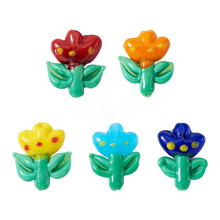5Pcs 5 Colors Handmade Lampwork Beads LAMP-TA0002-15-1
