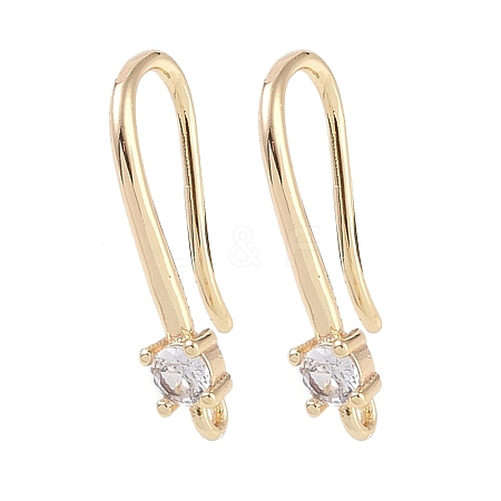 Brass Micro Pave Cubic Zirconia Earring Hooks KK-U008-08G-1