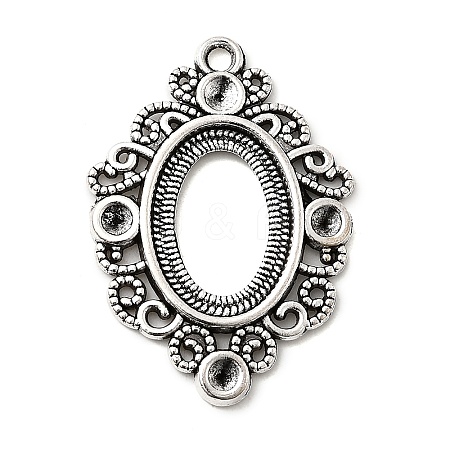 Tibetan Style Alloy Pendant Rhinestone and Cabochon Open Back Settings TIBEP-R304-021AS-LF-1