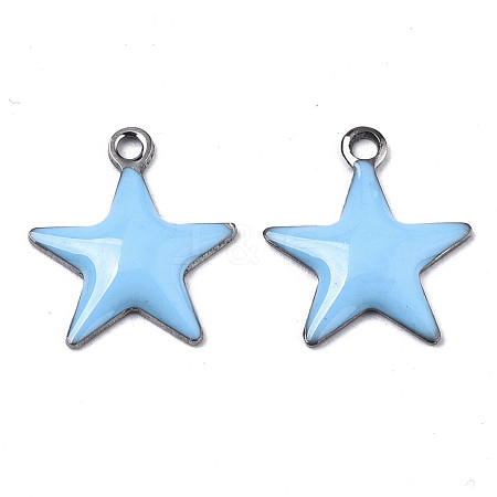 201 Stainless Steel Enamel Charms STAS-N088-14G-1