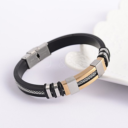 Trendy Unisex Black Color PU Leather Cord Bracelets BJEW-E260-04M-1