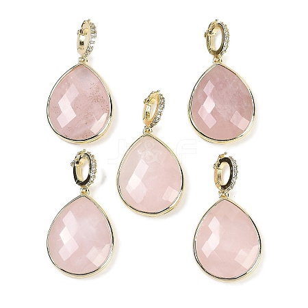 Natural Rose Quartz Faceted Teardrop Pendants G-B126-04G-05-1