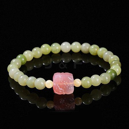 Natural Agate & Crystal Round Beads Stretch Bracelets WG466DA-10-1