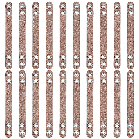 20Pcs Imitation Leather Bag Webbing Straps with Silver Color Plated Metal Eyelets for Bag Accessories DIY-NB0016-35F-1