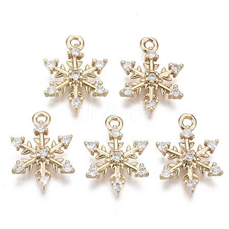 Brass Micro Pave Cubic Zirconia Charms for Christmas KK-R111-033-1