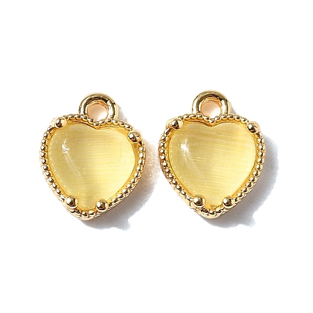 Heart Brass Charms KK-D024-02C-G-1