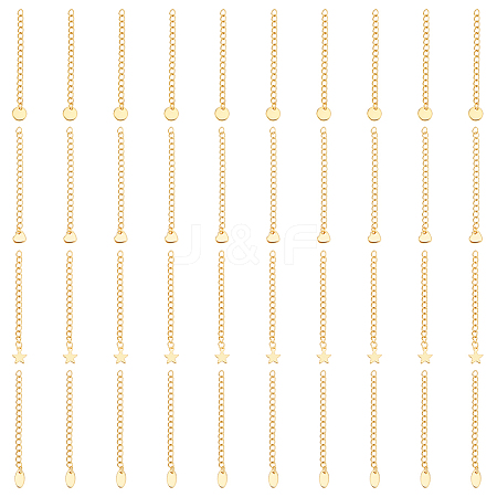 40Pcs 4 Styles 304 Stainless Steel Chain Extender STAS-UN0060-89-1