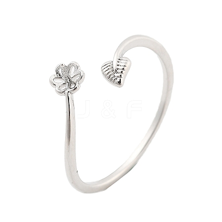 Leaf & Flower  Brass Adjustable Ring Settings KK-G527-01C-P-1