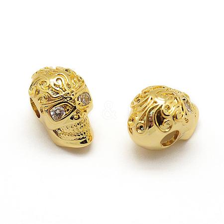 Brass Micro Pave Grade AAA Cubic Zirconia Beads ZIRC-G100-31G-NR-1