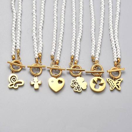 304 Stainless Steel Pendant Necklaces NJEW-B0001-39G-1