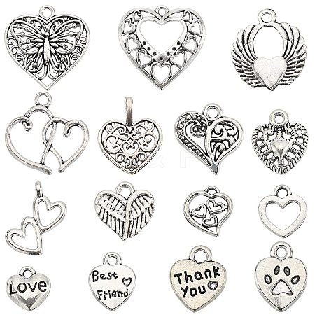 90Pcs 15 Style Tibetan Style Alloy Pendants TIBEP-SC0002-55-1