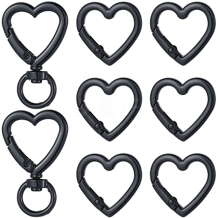 6Pcs Heart Spray Painted Alloy Swivel Clasps FIND-SC0021-60-1