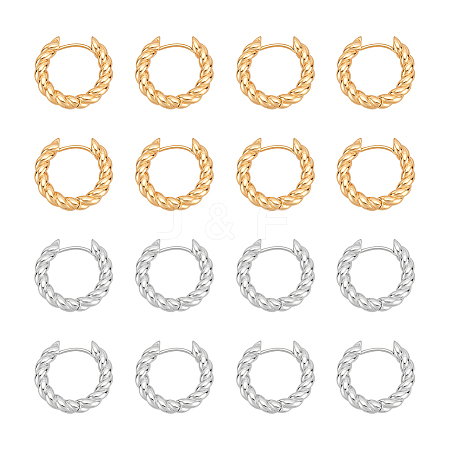 16Pcs 2 Colors Twist Rings Brass Hoop Earrings for Women EJEW-UN0003-27-1
