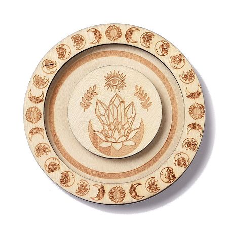 Flat Round Wood Bracelet Display Trays PAAG-PW0009-01G-1