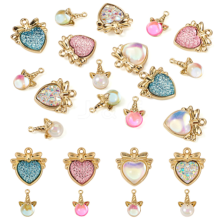 16Pcs 8 Styles Resin Pendants RESI-TA0002-14-1