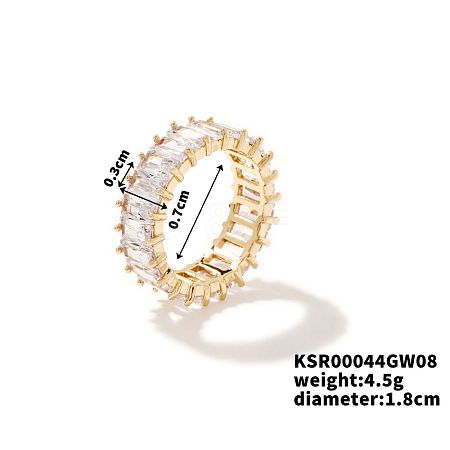 Fashionable Brass Rhinestone Plaid Ring Jewelry AJ1703-1-1