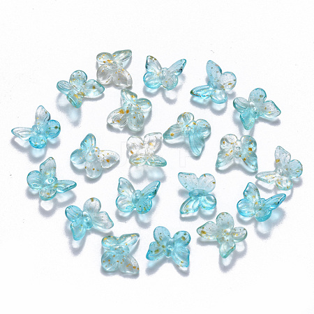 Two Tone Transparent Spray Painted Glass Charms GLAA-T016-22B-1