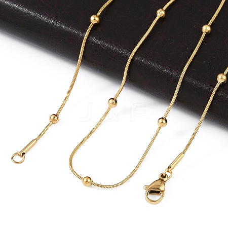 304 Stainless Steel Round Snake Chain Necklaces STAS-G244-88A-G-1