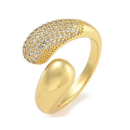 Brass Micro Pave Cubic Zirconia Cuff Rings for Women RJEW-P127-11G-1