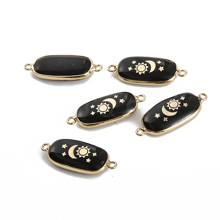 Natural Obsidian Oval Connector Charms PW-WG509CD-05-1