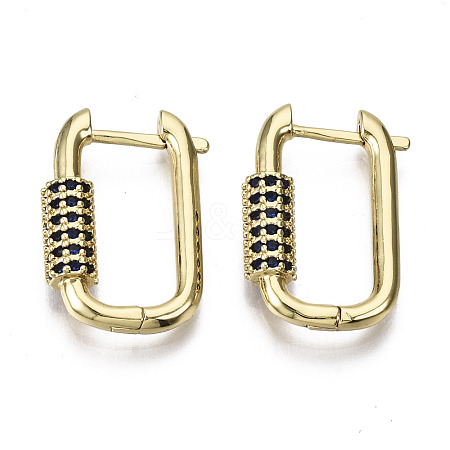 Brass Micro Pave Cubic Zirconia Huggie Hoop Earring EJEW-T046-010E-NF-1