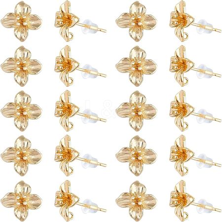 SUPERFINDINGS 20Pcs Brass Stud Earring Findings KK-FH0004-63-1