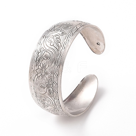 Bohemia Tibetan Style Alloy Thick Open Cuff Bangle for Women LS-BJEW-E002-01AS-01-1