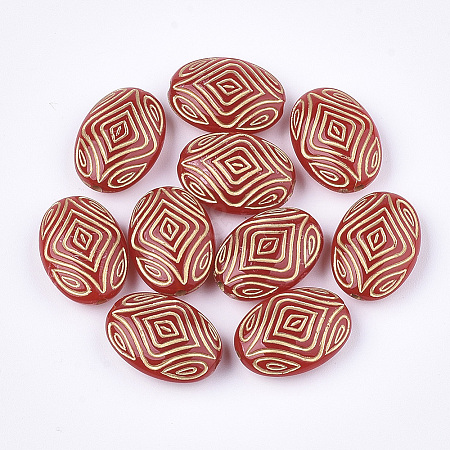 Oval Plating Acrylic Beads X-PACR-Q102-78D-1