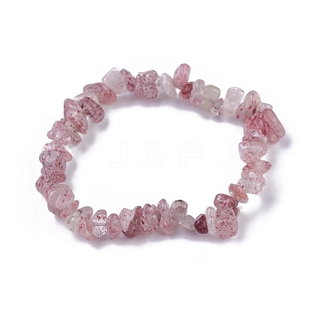 Natural Strawberry Quartz Beads Stretch Bracelets BJEW-JB04152-08-1
