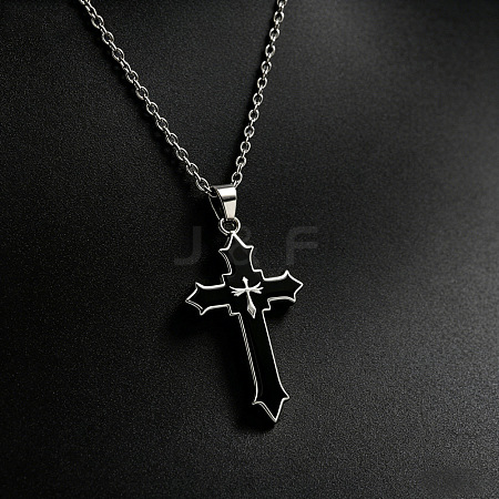Alloy Acrylic Religion Cross Pendant Necklaces WG5E0A0-01-1