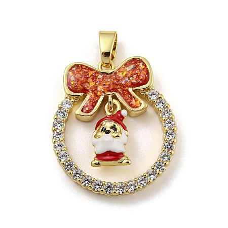 Christmas Brass Micro Pave Cubic Zirconia Pendants KK-H468-01E-01G-1