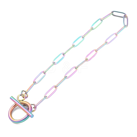 Ion Plating(IP) 304 Stainless Steel Paperclip Chain Bracelets BJEW-O186-02MC-1