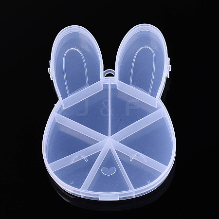 Easter Rabbit 9 Grids Plastic Bead Storage Containers with Hinged Lid CON-T001-07-1