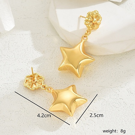 Luxurious Gold Earrings with Elegant Star and Heart Design JO9174-5-1