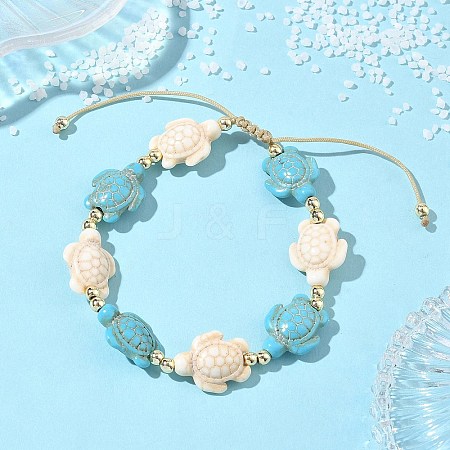 Adjustable Synthetic Turquoise & Non-magnetic Hematite Braided Bead Bracelets BJEW-JB13730-02-1