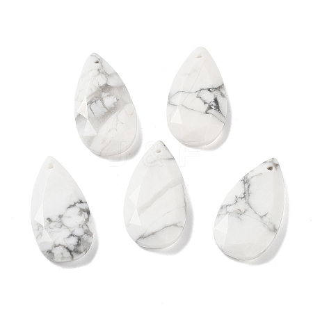 Natural Howlite Faceted Pendants X-G-D082-01A-1