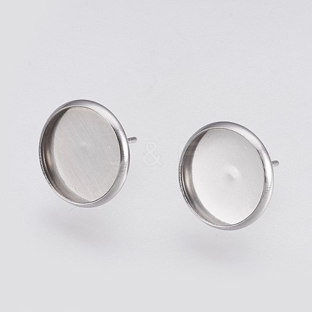 Non-Tarnish 202 Stainless Steel Stud Earring Settings A-STAS-I088-E-02P-1