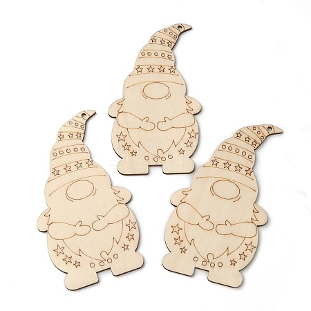 Christmas Theme Undyed Natural Wood Big Pendants WOOD-B001-10C-1