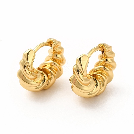 Twist Ring Rack Plating Brass Hoop Earring for Women EJEW-H091-14G-1