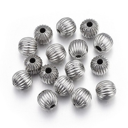 304 Stainless Steel Corrugated Beads STAS-P218-24-10mm-1