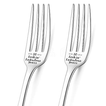 Globleland Word Pattern 304 Stainless Steel Fork AJEW-GL0001-17O-1